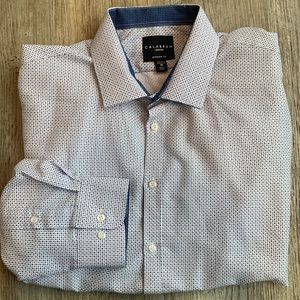 CALABRUM London blue and white collared shirt